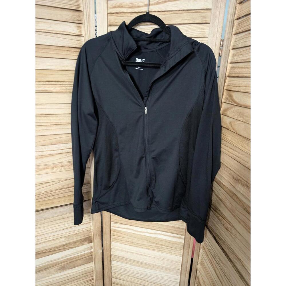 New Everlast Quarter Zip Fleece Jacket Large Women Black Lightweight Coat